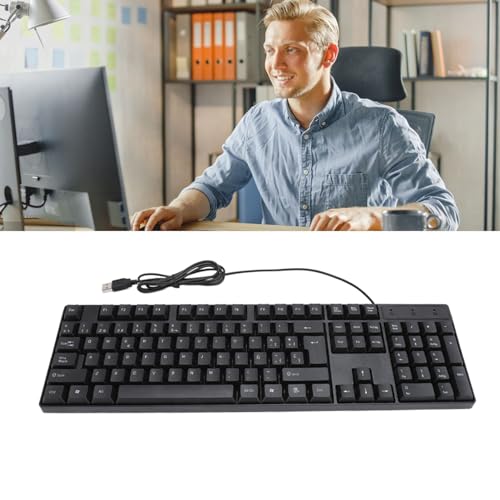 lvifloae Ergonomische Tastatur, K1800 Minderheitensprachen-Tastatur, 104 Tasten, 4,9 Fuß Kabel, ergonomisches Design, USB-kabelgebundene Gaming-Tastatur für Büro-Englisch (Spanisches QWETZ-Layout) von lvifloae