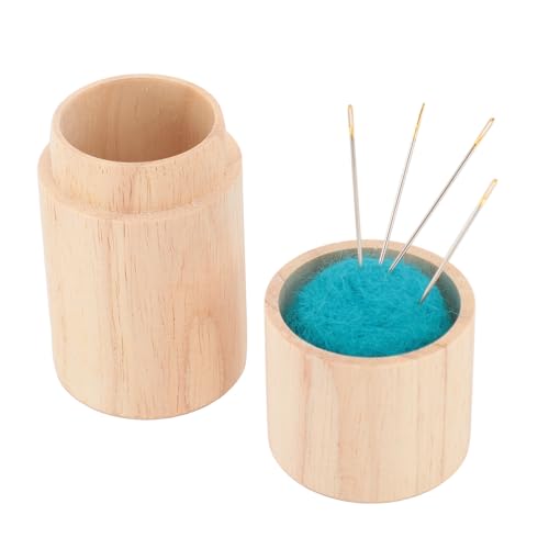 lvifloae Nadelkissen aus Holz, tragbarer Nähnadelhalter aus Buchenholz, große Kapazität, Haushaltsnadelbox mit sicherer Kappe, 12 Sticknadeln zur Aufbewahrung von Näharbeiten (Blau grün) von lvifloae