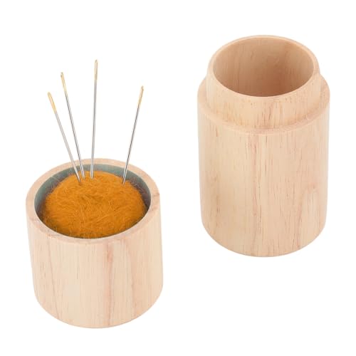 lvifloae Nadelkissen aus Holz, tragbarer Nähnadelhalter aus Buchenholz, große Kapazität, Haushaltsnadelbox mit sicherer Kappe, 12 Sticknadeln zur Aufbewahrung von Näharbeiten (Ingwer) von lvifloae