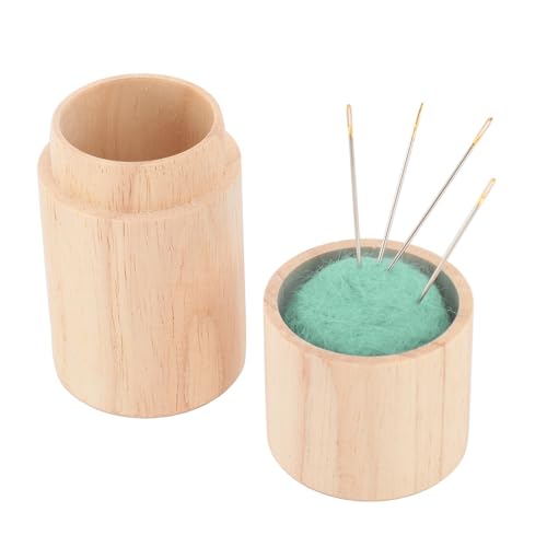 lvifloae Nadelkissen aus Holz, tragbarer Nähnadelhalter aus Buchenholz, große Kapazität, Haushaltsnadelbox mit sicherer Kappe, 12 Sticknadeln zur Aufbewahrung von Näharbeiten (Minzgrün) von lvifloae