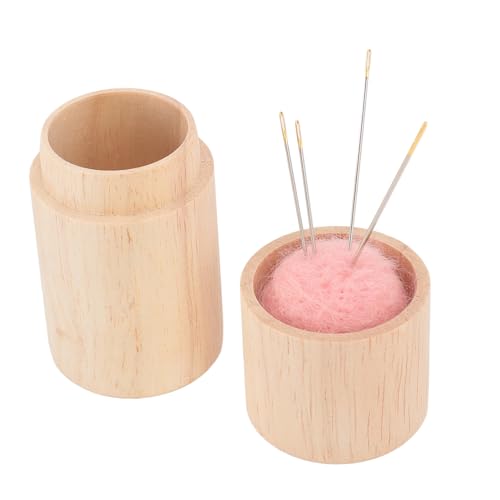 lvifloae Nadelkissen aus Holz, tragbarer Nähnadelhalter aus Buchenholz, große Kapazität, Haushaltsnadelbox mit sicherer Kappe, 12 Sticknadeln zur Aufbewahrung von Näharbeiten (Rosa) von lvifloae