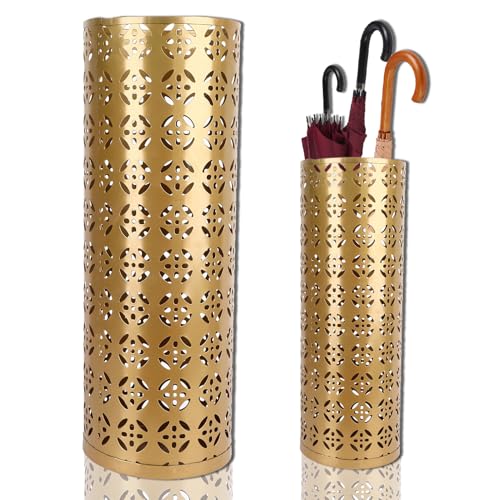 lvifloae Robuster Regenschirmständer aus Metall, Organizer für Regenschirme, stilvoller, moderner Eingangsbereich-Organizer für den Eingangsbereich des Hauses, Gold, 42 x 15 x 15 (S) von lvifloae