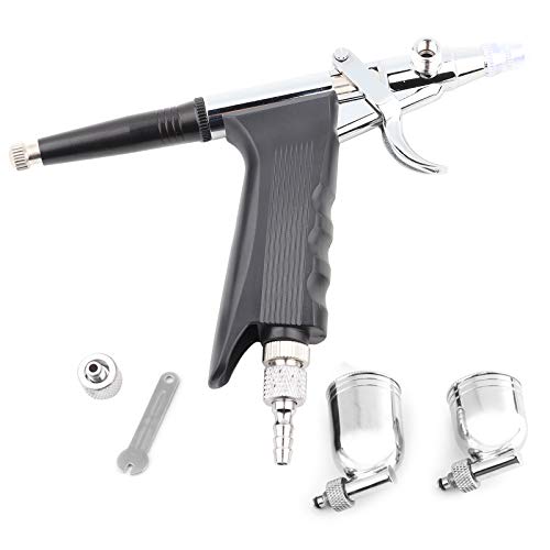 lvifloae Seitenfuttersprühpistole tragbare Luftpinselpistole Farbe Sprühgerät Trigger Airbrush Kit 2 Tassen Einstellbare Zerstäubung für Kunstmalermodell Advertising Nagel DIY von lvifloae