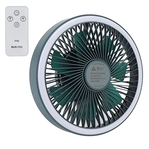 lvifloae tragbarer Campingventilator USB -Ladungswand -MINI -Elektrodecke Lüfter mit Fernbedienung 3 -Geschwindigkeit Wind LED LED Hanging Haken für Camping -Zelt -Wohnungsfahrt (Grün) von lvifloae
