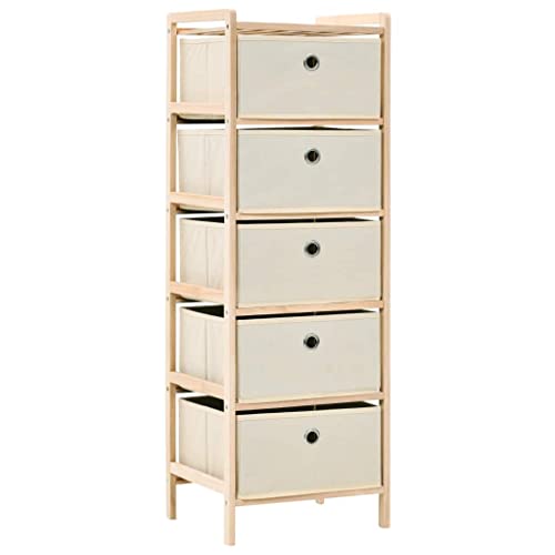 Moderner Nachtschrank, Kommode, Aufbewahrungsregal mit 5 Stoffkörben, Zedernholz, Beige, Schlafzimmer, Aufbewahrungseinheiten für Schlafzimmer, Wohnzimmer, Möbel von lvssiao