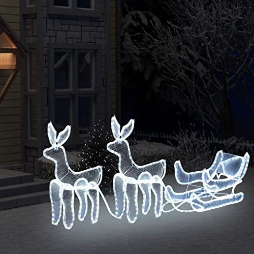 Rentier Familie Weihnachtsfigur, LED Rentier Außen Weihnachtsbeleuchtung 2 Rentiere und Schlitten Mesh 648 LEDs für außen und innen Weihnachtsfigur von lvssiao