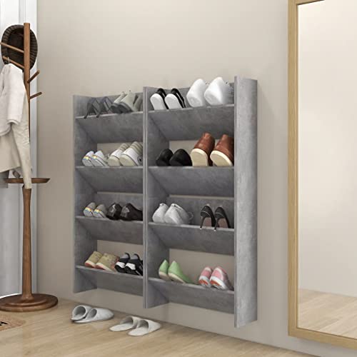 lvssiao Schuhschrank Kunststoff-Schuhregale Organizer, Wand-Schuhschränke 4 STK. Betongrau 60x18x60 cm Holzwerkstoff Schuhregal für Wohnzimmer, Flur und Ankleidezimmer von lvssiao