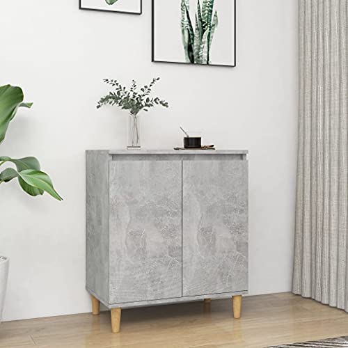 lvssiao Sideboard, Küchenschrank Sideboard mit Massivholz-Beinen Betongrau 60x35x70 cm praktische Schrank für Schlafzimmer, Kinderzimmer, Flur von lvssiao