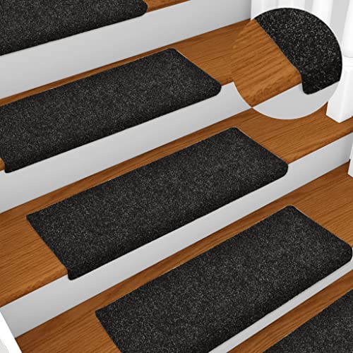 lvssiao Teppich Stufenmatten Treppenstufen, Treppenmatten 15 STK. Nadelvlies 65x25 cm Schwarz Stufenteppich für Innen von lvssiao