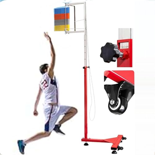 Vertical Jump Trainer Vertical Jump Tester Vertical Jump Tester for Basketball, Metal Adjustable Volleyball Training Equipment, School Gym,- Zugschnur und bewegliches Rad zurücksetzen ,color-1.7-3.6M von lwjunmm