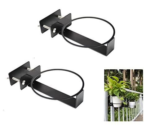 lxkj Blumentopfhalter für Deckgeländer, 15,2 cm, Zaunhalterungs-Set für runde Topfpflanzgefäße, robuste schwarze Befestigungshalter, universeller Blumentopfhalter zum Aufhängen im Freien, 2 Stück von lxkj