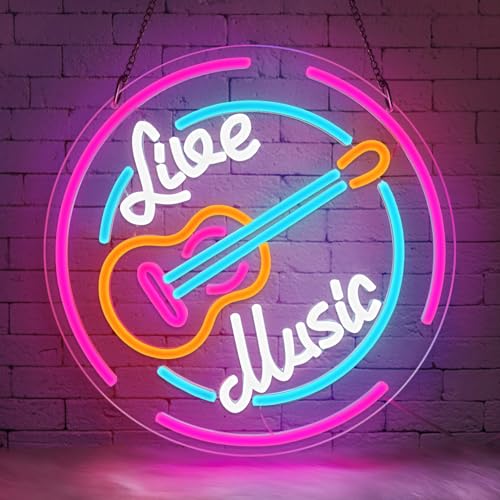 Lxmoneon Live Music Neon Schild Gitarren Neonschilder rosa blaue LED Schilder USB Musik Leuchtbuchstaben Schild dimmbares Neonlicht für Schlafzimmer Musikstudio Live Übertragungsraum Bar Club Party Lxmoneon Live Music Neon Schild Gitarren Neonschilder rosa blaue LED Schilder USB Musik Leuchtbuchstaben Schild dimmbares Neonlicht für Schlafzimmer Musikstudio Live Übertragungsraum Bar Club Party von lxmoneon