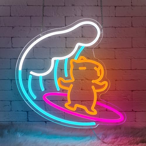 Lxmoneon Surfendes Capybara Neon Schild niedliche Tier Dimmbar LED Schilder für Kinderzimmer USB Capybara Nachtlicht lustige Surf Leuchtreklame für Kinderzimmer Spielzimmer Bar Strand Party Geschenk Lxmoneon Surfendes Capybara Neon Schild niedliche Tier Dimmbar LED Schilder für Kinderzimmer USB Capybara Nachtlicht lustige Surf Leuchtreklame für Kinderzimmer Spielzimmer Bar Strand Party Geschenk von lxmoneon