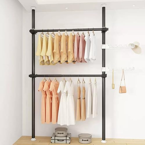 Teleskopstange Kleiderständer Garderobenständer Teleskop Garderoben System Verstellbares Regalsystem für den Heim- und Bekleidungsgeschäft, B (78-125) x H (110-310) cm von lxn-0329