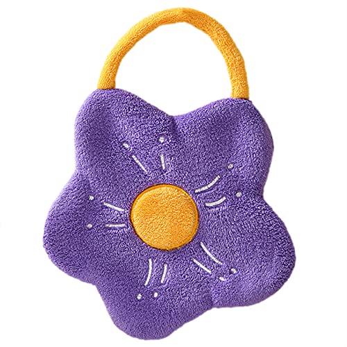 lxuebaix Handtuch in Blumenform, Mikrofaser-Taschentuch, super saugfähiges Hängetuch, Badezimmer, Küche, Geschirrtuch für Kinder, Handtuch, Lila von lxuebaix