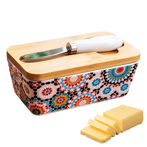 lyanny Butterdose,Keramik Butterdose Mit Deckel Für Die Arbeitsplatte | Luftdichter Küchenbehälter Für Nüsse Snacks Streichcremes Dips Im Landhausstil von lyanny