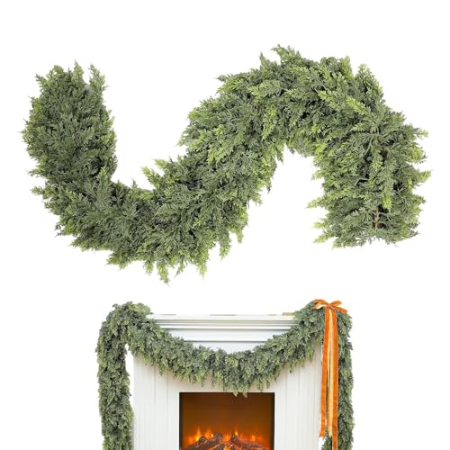lyanny Künstlicher Weihnachtszypressenkranz - Grüner Zypressenkranz Dekoration | Wiederverwendbarer Weihnachts Party Rankenschmuck Für Türgriffe Kamin Treppen Innen Außen von lyanny
