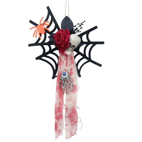 lyanny Spinnennetz Deko | Gruselige Requisiten Mit Spinne Und Schädel - Realistische Deko Für Fenster Wand Innentür Fest Haus Halloween von lyanny