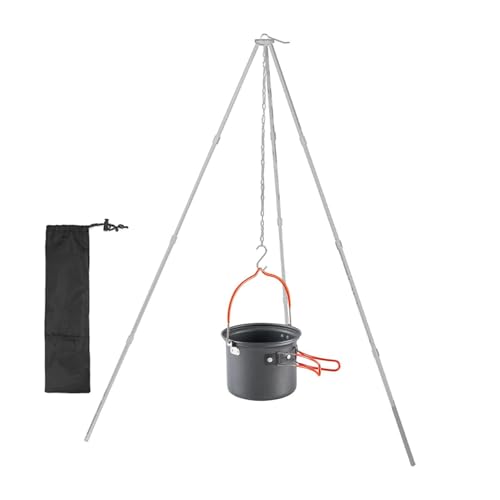 lyanny Stativ zum Kochen am, Herdstativ Campingzubehör, Leichtes Herdstativ, Camp-Stativ, faltbar, für Rucksackreisen, verstellbare Hängekette, Aluminiumlegierung lyanny Stativ zum Kochen am, Herdstativ Campingzubehör, Leichtes Herdstativ, Camp-Stativ, faltbar, für Rucksackreisen, verstellbare Hängekette, Aluminiumlegierung von lyanny