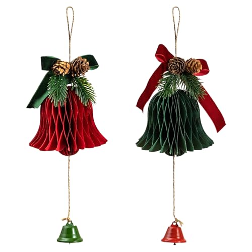 lyanny Weihnachtsglöckchen, Weihnachtsbaumschmuck mit Bändern, traditionelle Papierglocken, Festliche Dekoration für Tisch, Kaminsims, Tür, Wand, Hochzeit, Garten lyanny Weihnachtsglöckchen, Weihnachtsbaumschmuck mit Bändern, traditionelle Papierglocken, Festliche Dekoration für Tisch, Kaminsims, Tür, Wand, Hochzeit, Garten von lyanny