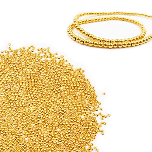 2400 Stück glatte runde Perlen Gold Spacer Lose Kugelperlen 4 mm, lyfLux für Armbänder Schmuckherstellung Handwerk 2400 Stück glatte runde Perlen Gold Spacer Lose Kugelperlen 4 mm, lyfLux für Armbänder Schmuckherstellung Handwerk von lyfLux