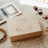 Erinnerungskiste Holz, Waldtiere - Personalisierte Holzkiste Mit Namen, Geschenk Zur Geburt, Taufe, Hochwertige Erinnerungsbox Graviert von lyllevenn