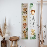 Kinder Messlatte Dschungel Safari - Messleiste Holz, Wanddekoration Kinderzimmer Kindermesslatte von lyllevenn