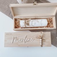 Personalisierte Holzkiste Für Taufkerze Mit Trockenblumen - 3D-Name, Geschenkbox Taufe/Konfirmation, Kerzenbox Zur Kommunion, Konfirmation von lyllevenn