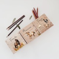 Stiftehalter Pferde, Bedruckt Aus Holz Personalisiert, Stiftebox, Personalisiertes Geschenk, Geschenk Einschulung, Zum Schulanfang von lyllevenn