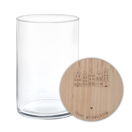 lyllevenn Personalisierte Vorratsgläser mit Deckel - Geschenk Vorratsglas mit Gravur, individuelle Geschenkidee für Weihnachten, mit Wunschgravur (Frohe Weihnachten, 880ml) von lyllevenn