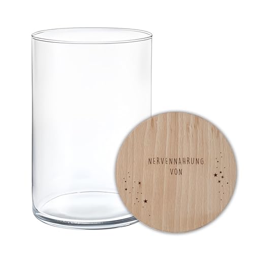 lyllevenn Personalisierte Vorratsgläser mit Deckel - Geschenk Vorratsglas mit Gravur, individuelle Geschenkidee für Weihnachten, mit Wunschgravur (Nervennahrung, 880ml) von lyllevenn