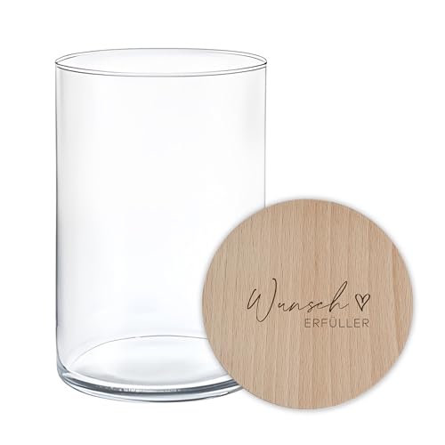 lyllevenn Vorratsgläser mit Gravur und Holzdeckel - Deckel personalisiert mit Gravur, Geschenkidee, personalisiertes Vorratsglas mit graviertem Deckel (530ml 880ml 1210ml) (Wunsch Erfüller, 880ml) von lyllevenn