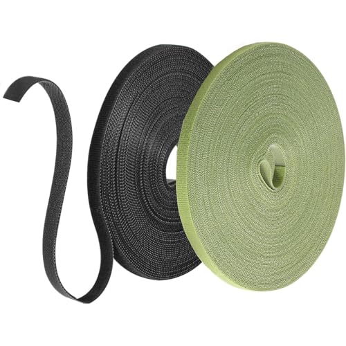 20m Klettband,10mm Breit Klett Kabelbinder Wiederverschließbar,Frei Zuschneidbar Klettband Kabelbinder Schwarz, Kabel Klettbänder für Garten Schnüre Schläuche Kabel-Management usw (Stil 1) von lylqmy