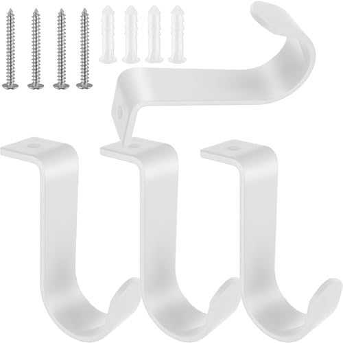 4 Stück Gardinenstange Halterung Gardinenstangen Halter Curtain Rod Holder Metall Vorhangstange Halter mit Schrauben vorhangstangenhalter für Wohnzimmer Schlafzimmer Vorhangstangen Wände (Weiß) von lylqmy
