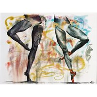 Original Aquarell Malerei Ballett Tanz Tanzen Bunt Wanddeko 30x40cm/ 11.8x15.7 Inch von lyonalife