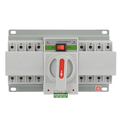 lyrlody Dual Power Automatic Transfer Switch, 220 V 63 A 4P Mini Automatic Circuit Breaker Dual Power Switch Low Noise mit EPS Fire Power Supply Interface für die Brandbekämpfung 220 X 132 X 120mm von lyrlody