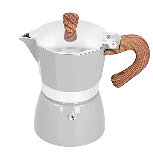Mokkakanne, 3-Tassen-Kaffeekanne, Italienische Kaffeekanne aus Aluminium, mit Deckel und Verbrühungsschutzgriff, Tragbare Kaffeekanne für Campingreisen (Silber von Seiko) von lyrlody