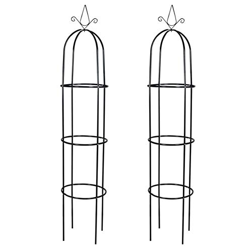 Rankhilfe, 2PCS Metall Kletterpflanzen Wetterfest Rankpyramide Freistehend, Dunkelgrün, 190 cm von lyrlody