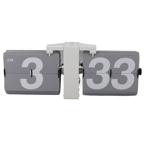 Vintage Flip Down Clock für Desktop und Wand, Retro Digital Flip Down Clock, Große Zahlen, 304 Edelstahl und PVC Automatische Flip Clock Retro Digital Flip (Weißer Ständer und von lyrlody