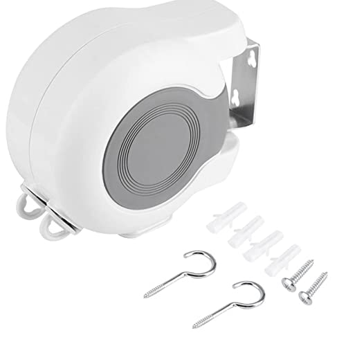 lyrlody Wäscheleine Ausziehbar mit automatischem Rollsystem und Aufrollautomatik für den Balkon oder Garten, weiß, 2 ausziehbaren Wäscheleinen lyrlody Wäscheleine Ausziehbar mit automatischem Rollsystem und Aufrollautomatik für den Balkon oder Garten, weiß, 2 ausziehbaren Wäscheleinen von lyrlody