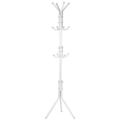 lyrlody 174cm Kleiderständer Jackenständer Garderobenständer Schirmständer mit 12 Kleiderhaken Flurgarderobe für Schlafzimmer Flur Büro, Metall (weiß) von lyrlody