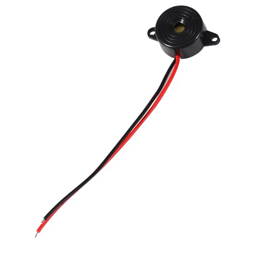 lyrlody 3-24V 12VDC-Summer 85-95db Piezo Elektronischer Alarm-Ton-Summer 23mm Schwarz für Computer Drucker Alarmspielzeug mit 100-mm-Kabel von lyrlody