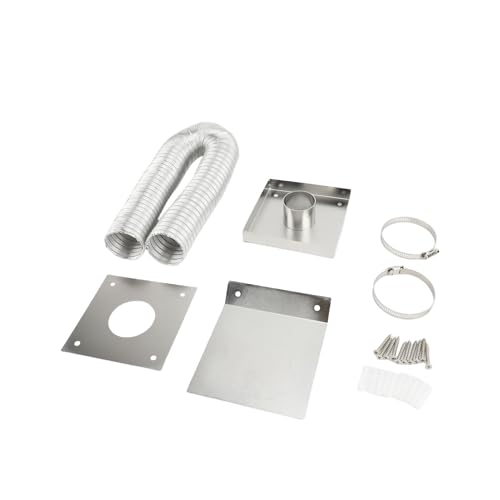 lyrlody 304 Edelstahl-Pelletofen-Lufteinlass-Set, 5,1 x 152,4 cm Außenkaltluft-Set für Pelletofenrohr, Aluminium-Entlüftungsrohr, externe atmungsaktive Regenabdeckung und Schraubschlauchschellen von lyrlody