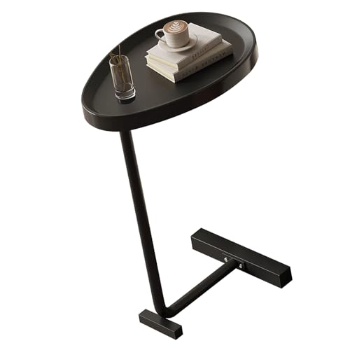 lyrlody C -förmiges Seitentisch -Sofa Endtisch Kleiner Couchtisch mit Robustem Metallrahmen für Wohnzimmer Schlafzimmer Badezimmer Balkon (Black) von lyrlody