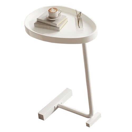 lyrlody C -förmiges Seitentisch -Sofa Endtisch Kleiner Couchtisch mit Robustem Metallrahmen für Wohnzimmer Schlafzimmer Badezimmer Balkon (White) von lyrlody