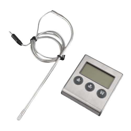 lyrlody Digital BBQ Thermometer Fleischthermometer Kochthermometer mit Großer LCD -Display -Timerfunktion 19,3 Cm Sonde für BBQ Ofen Fleisch Süßigkeiten Steak von lyrlody