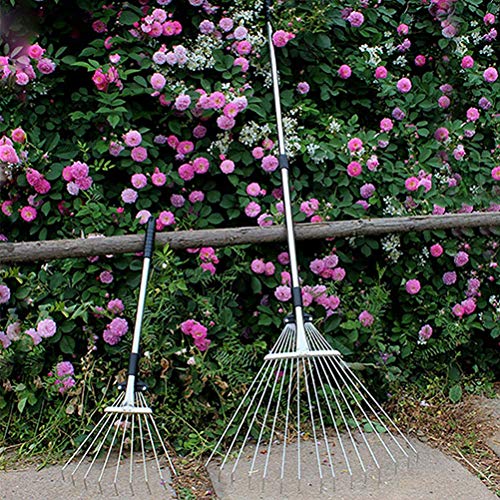 lyrlody Einstellbarer Gartenblatt-Rake Teleskop-Griff Mehrzahniger Rasenflächen-Werkzeug mit Robuster Aluminiumlegierung für eine Effiziente Blattdämpfersammlung (Sortierte Farbe) von lyrlody