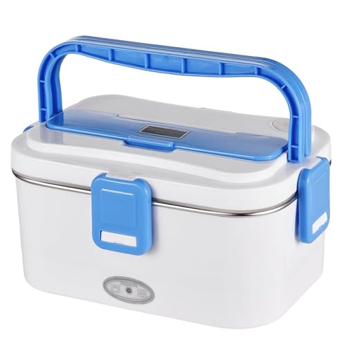 lyrlody Elektrische Heiz Lunchbox 1.8L 60W Tragbare Edelstahl mit Dual Spannung 110/220V+12V/24V Isolierter Lunchbehälter für Zuhause und Auto mit Besteck von lyrlody