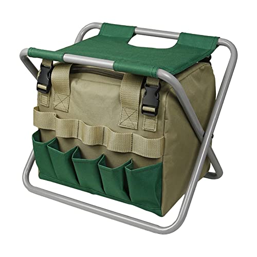lyrlody Gartenhocker 2 in 1 Gartenlösung Klapper Gärtnerhocker mit Ausreichend Lagerung Praktisches Design Kompakt und Tragbares Stabiles Gebäude für den Innengarten Im Freien Garten (Grey) von lyrlody