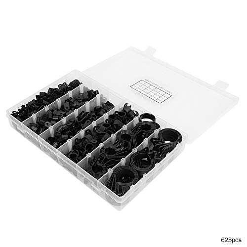 lyrlody Kabelklemme, 625 Stcs Drahtklemme Kissen Nylon Kunststoff R Gummi -Kissen Schwarz Isolierte Drahtrohrklammern Clips von lyrlody